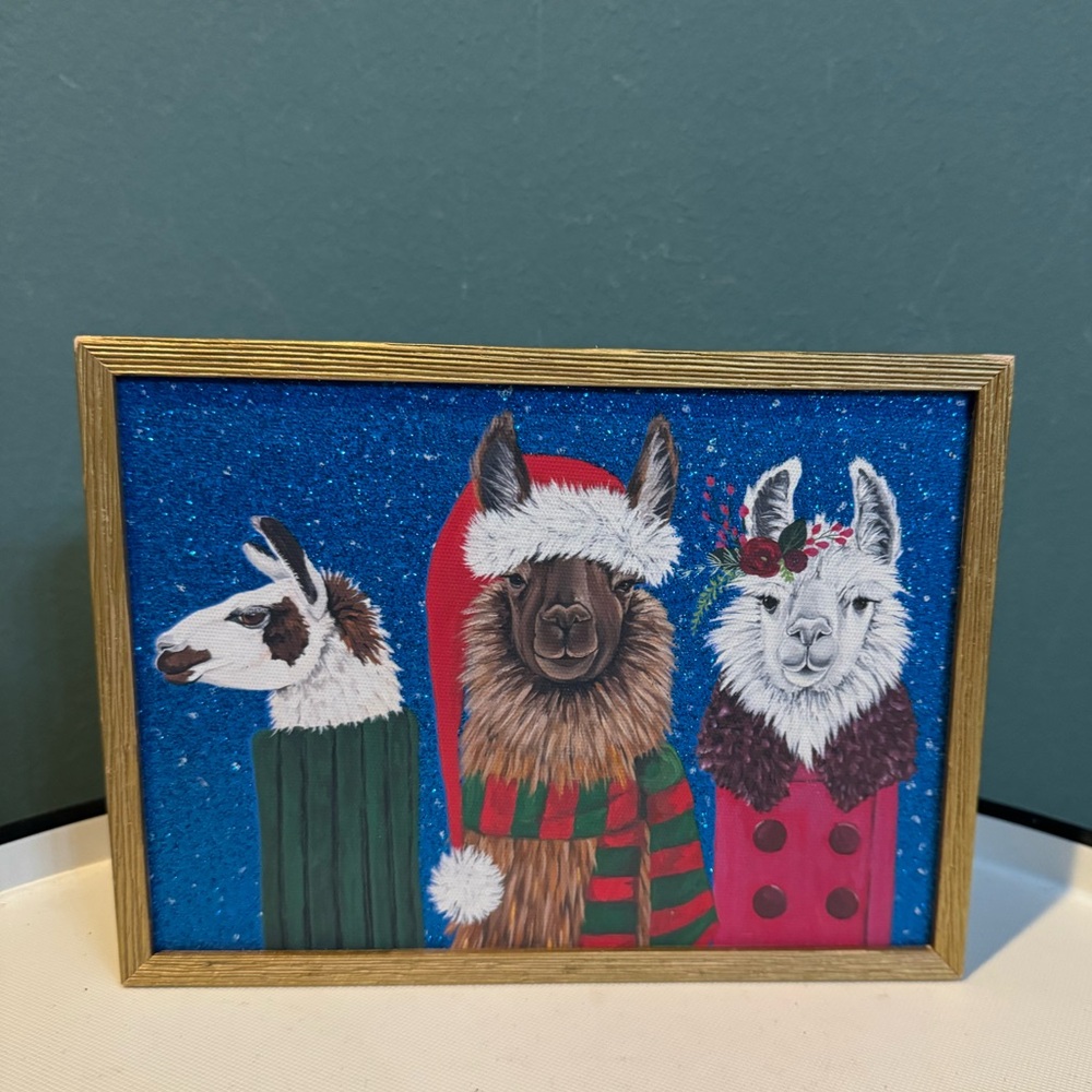Fa-La-La-La-Llama Trio Embellished Mini Framed Canvas Art by Spring Whitaker